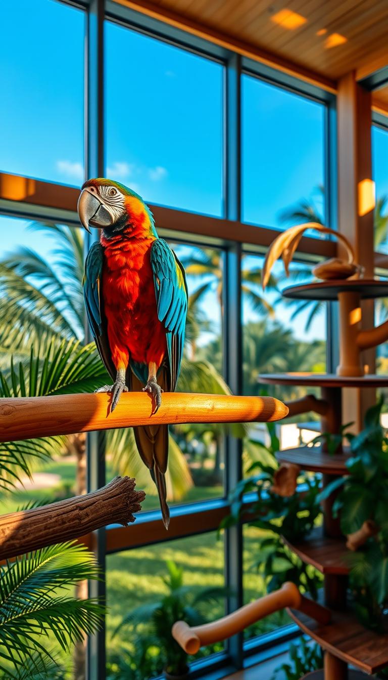 How to Create a Safe Home for Macaws – Birds Collector - Safe Blue-Throated Macaw Home Bird Cage Setup