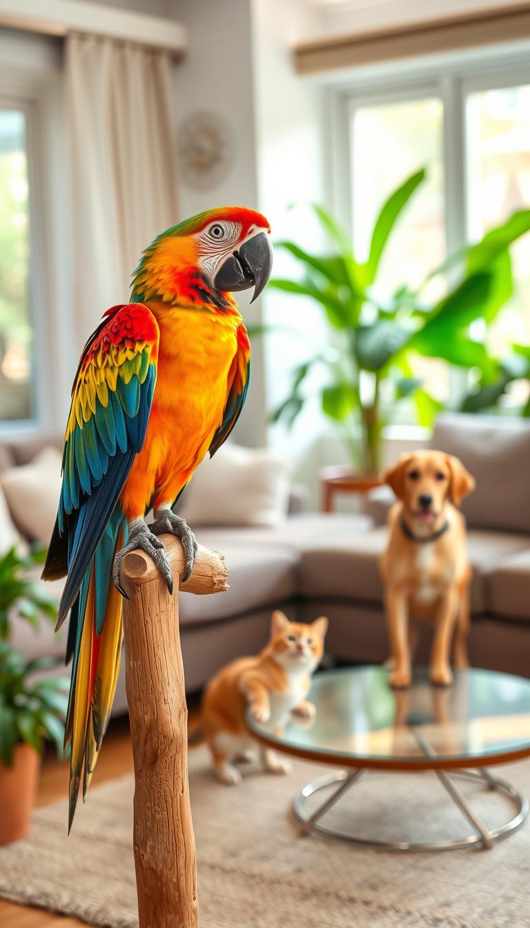 Thumbnail for Macaw Interacting With Other Pets